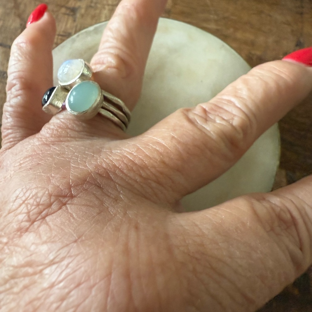 Stackable Stone Silver Rings - image 2